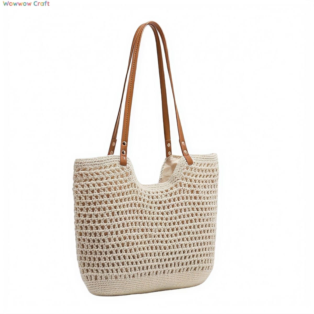 Crochet Bags,Crossbodies,Shoulder Bags,Crocheted shoulder bag with brown leather straps - Beach Crochet Bags